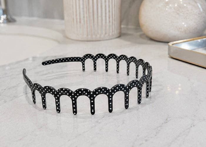 Black Polka Dot Zig-Zag Headband