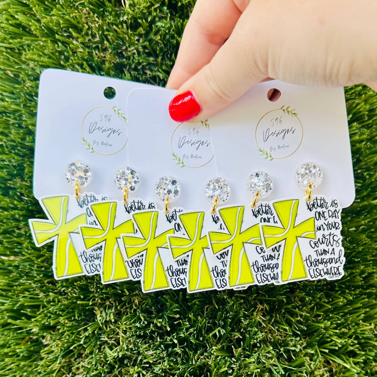 Psalm 84:10 Tennis Earrings