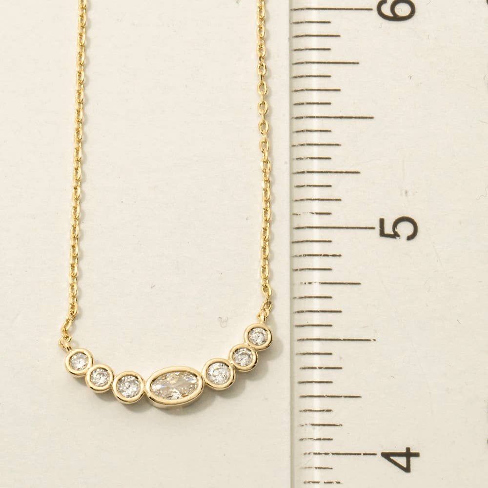 Oval Cz Studs Charm Necklace