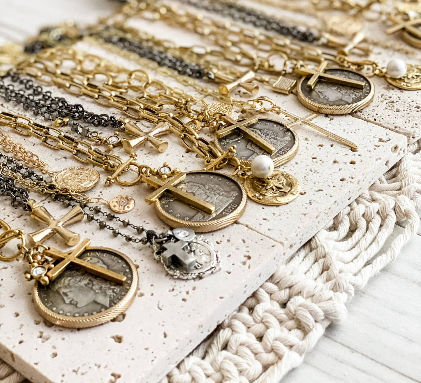 Relic Coin and Cross Necklace