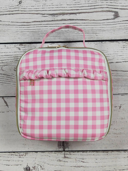 Plaid Ruffle Baby Girls Lunch Boxes Bag