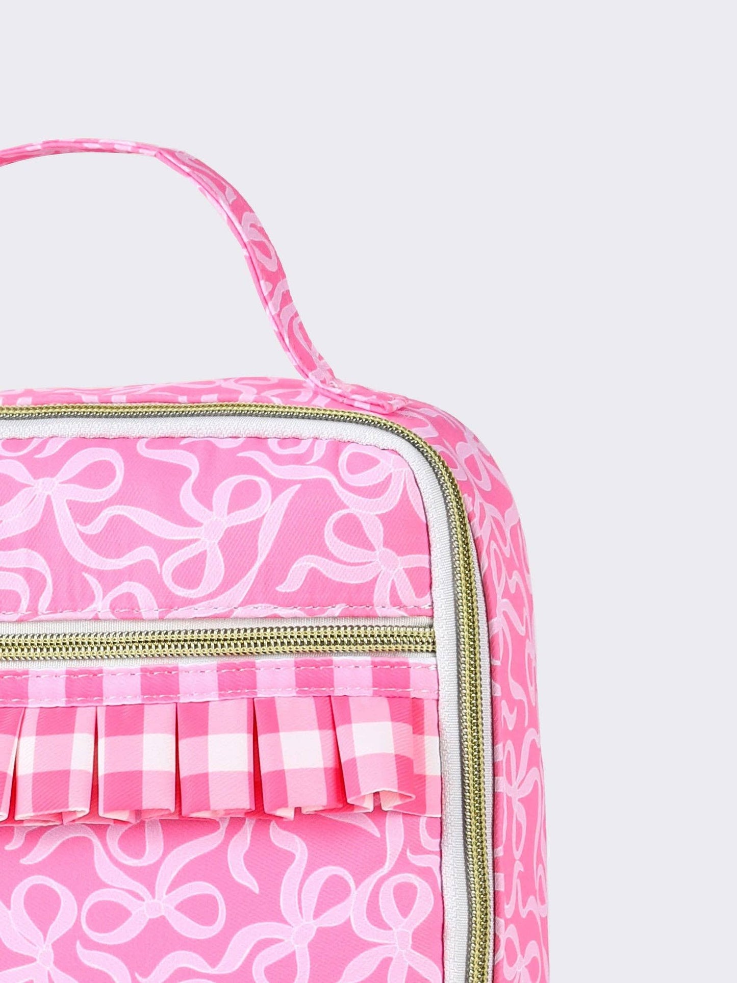 Gingham Ruffle Bow Printed Girls Lunch Box Bag