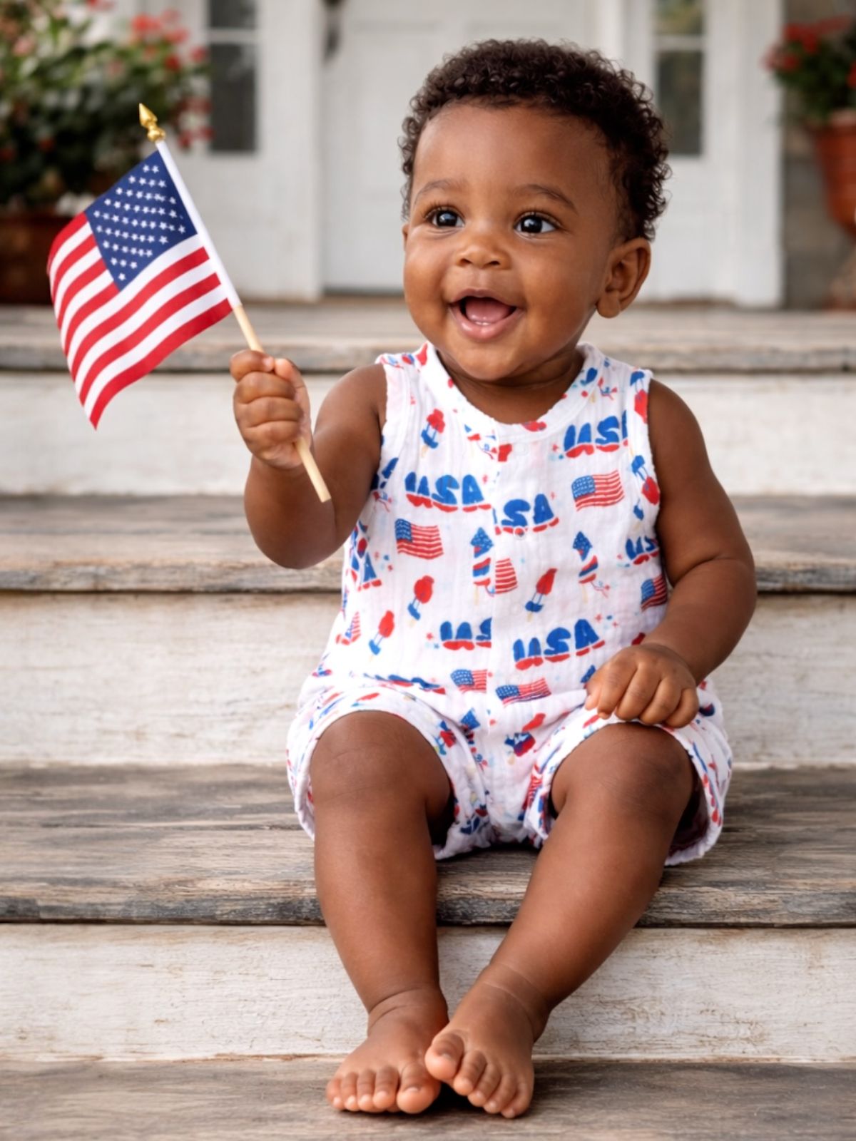 Muslin Shortie Romper, 4th of July