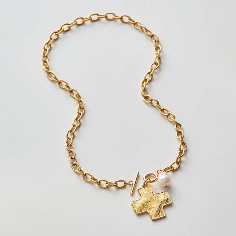 18K Gold PVD Plated Stainless Steel Cross Pendant Necklace – 8021