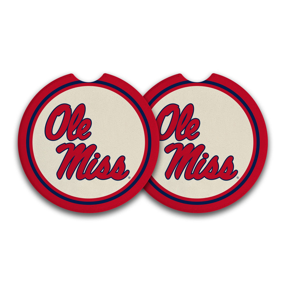OLE MISS Car Coasters Pack of 2