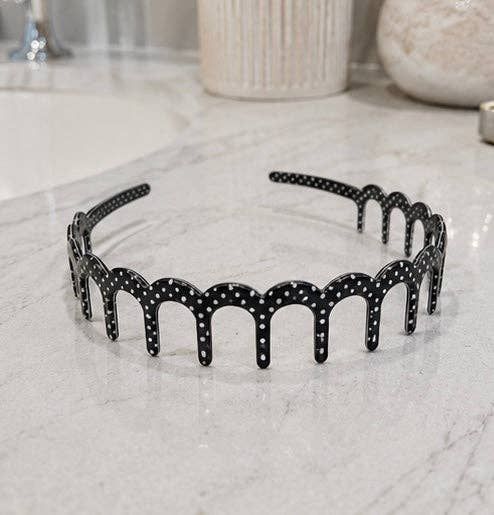 Black Polka Dot Zig-Zag Headband
