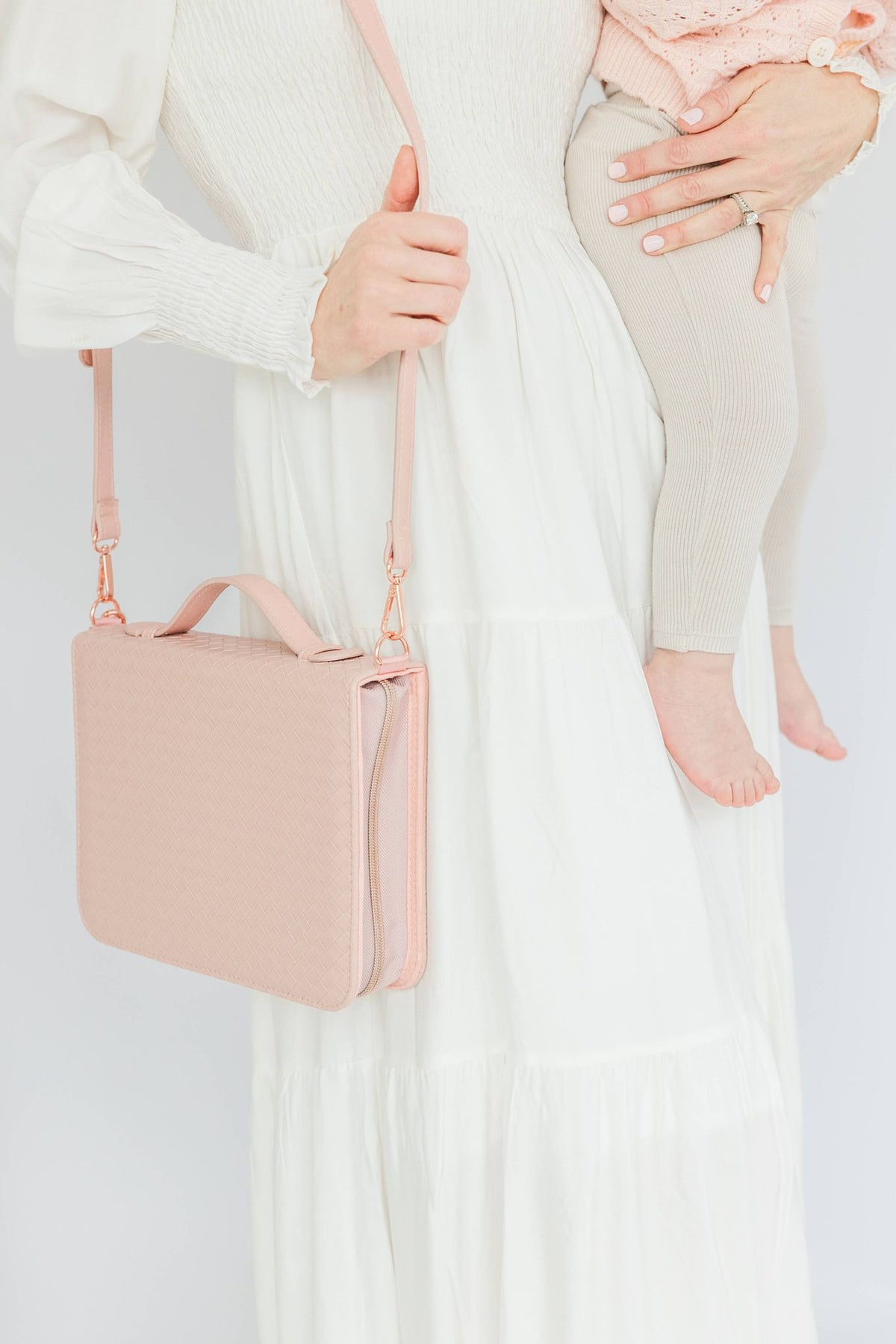 Bible Cover, Weave Bible Case, Crossbody BLUSH