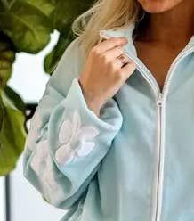 Daisies - Retro Weekend Fleece - Full Zip Jacket - Ice Blue