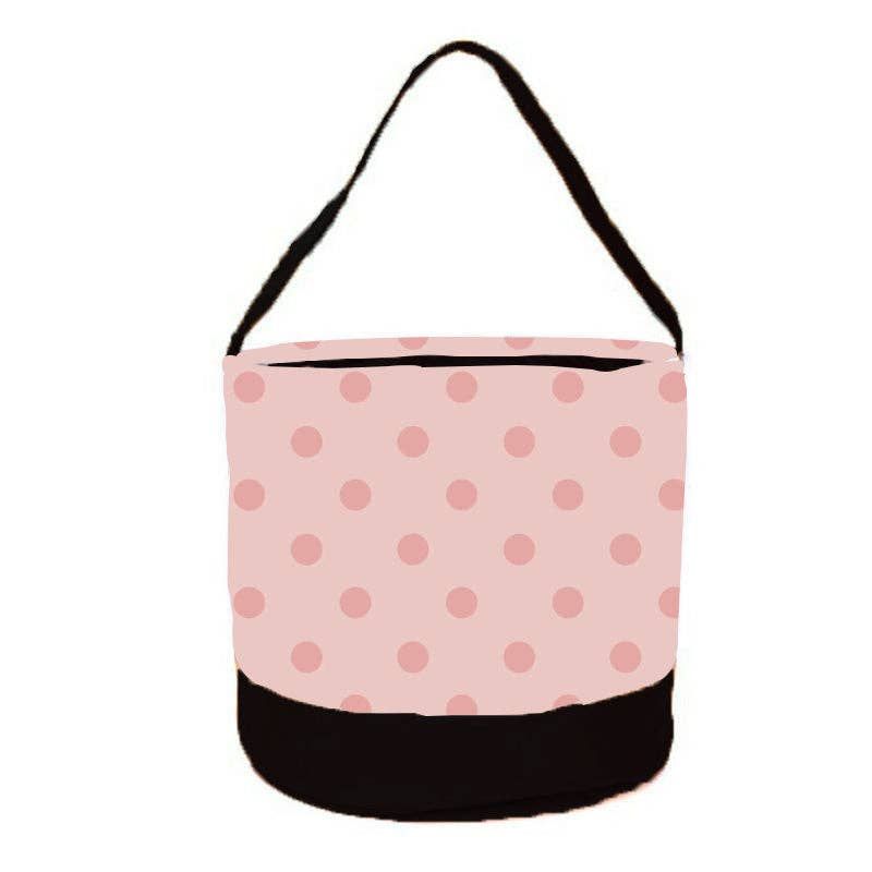 Pink Polka Dot Round Storage Bin