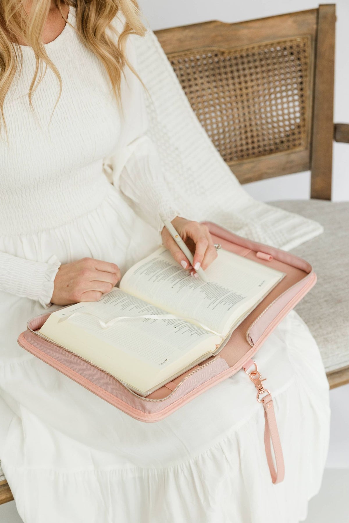 Bible Cover, Weave Bible Case, Crossbody BLUSH