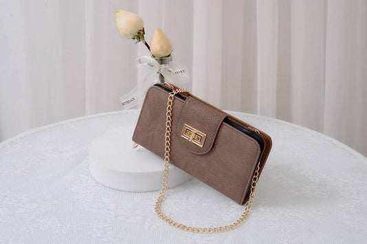 AD041 Turn Lock Crossbody Wallet