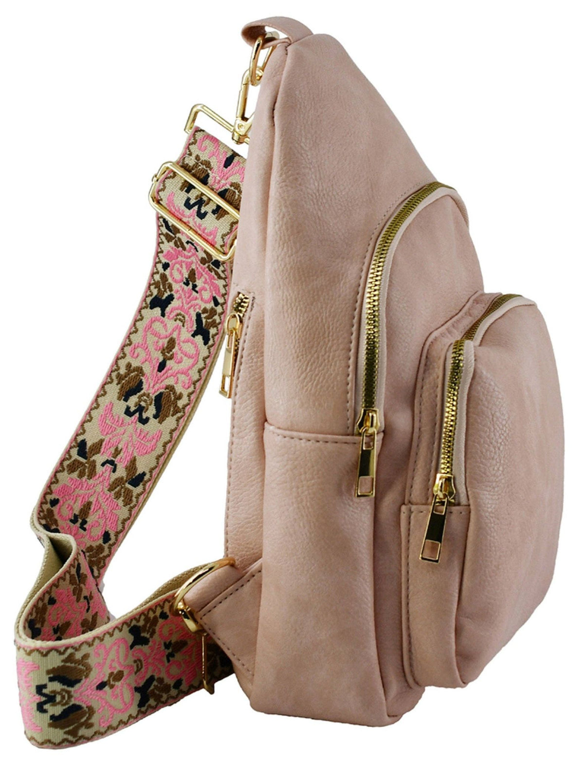 Zara Zipper Crossbody Bag with Boho Strap