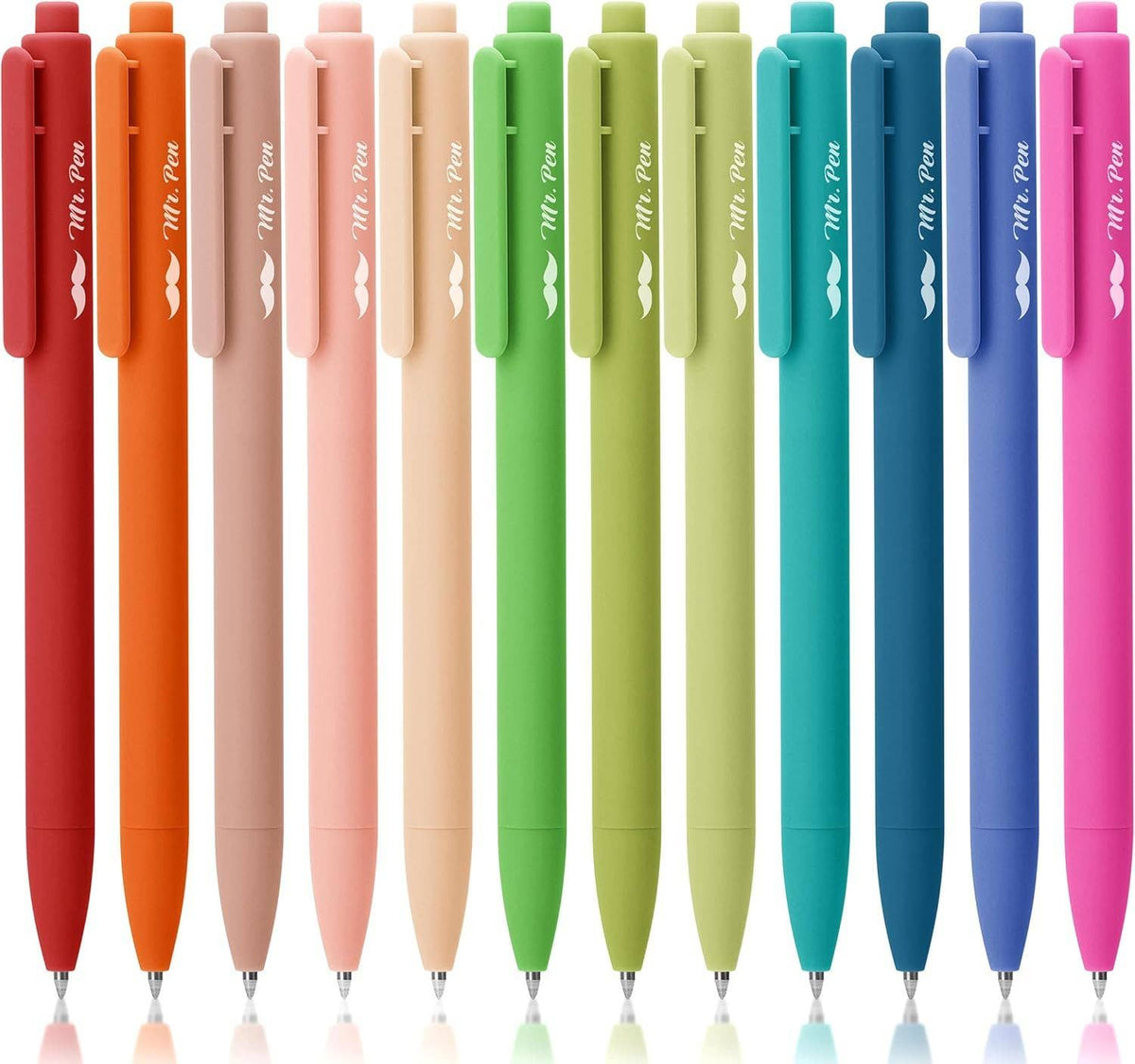 Cute 12-Pack Retractable Gel Pens with Colored Ink