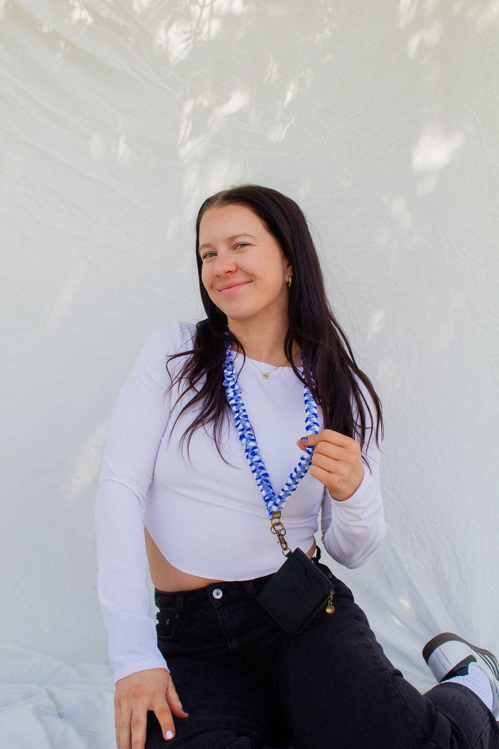Royal Blue Checkered Lanyard