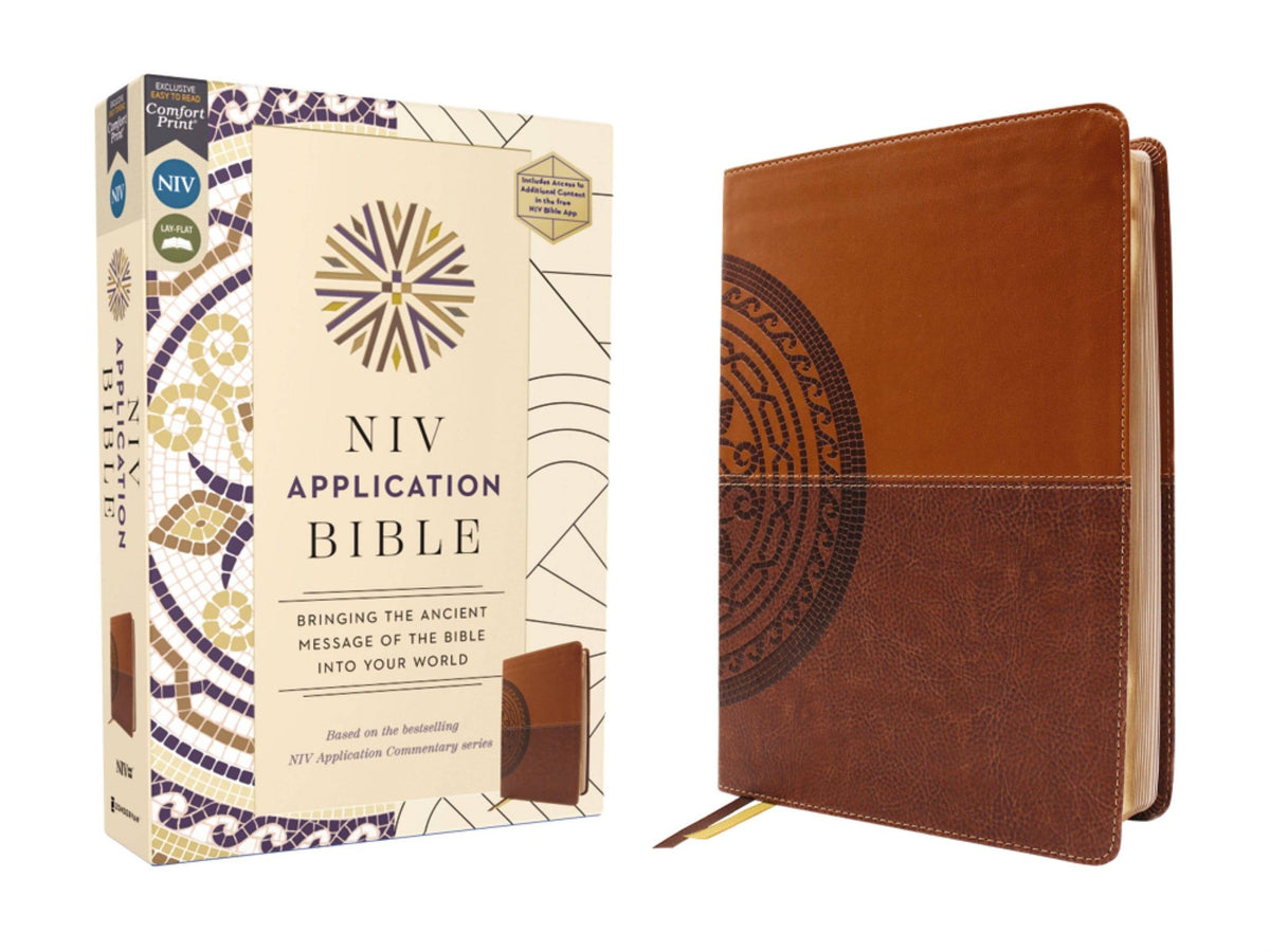 NIV Application Bible Leathersoft Brown Red Letter